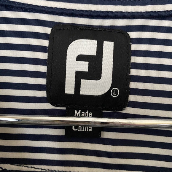 Footjoy Mens Short Sleeve Stripes Polo Golf Shirt Size Large Blue/white - Picture 5 of 6